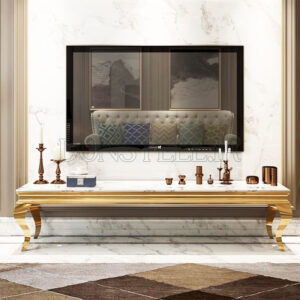 میز تلویزیون استیل مدل سم آهویی طلایی