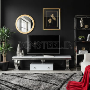 میز تلویزیون استیل مدل هلال نقره‌ای (1)
