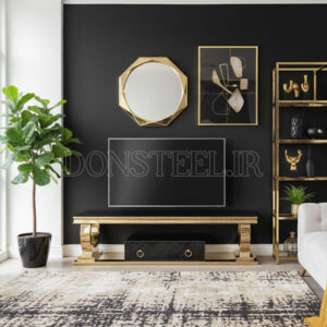 میز تلویزیون استیل مدل هلال طلایی (1)
