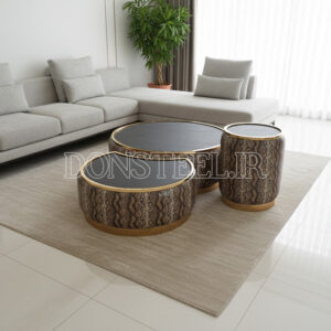 ست جلومبلی و عسلی استیل مدل اپل طلایی