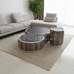 ست جلومبلی و عسلی استیل مدل اپل نقرهای