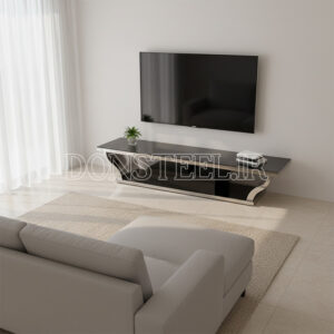 میز تلویزیون استیل مدل بازویی نقره‌ای