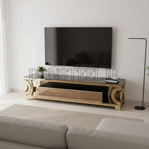میز تلویزیون استیل مدل دبورا طلایی