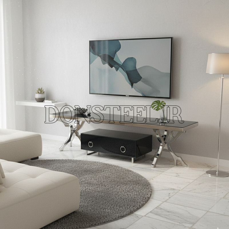 میز تلویزیون استیل مدل درختی 2 میز تلویزیون استیل مدل درختی نقرهای