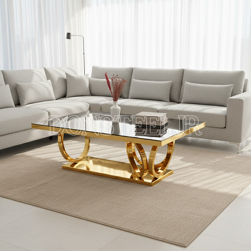 میز جلومبلی استیل مدل چهارحلقه 1 میز جلومبلی استیل مدل چهارحلقه طلایی