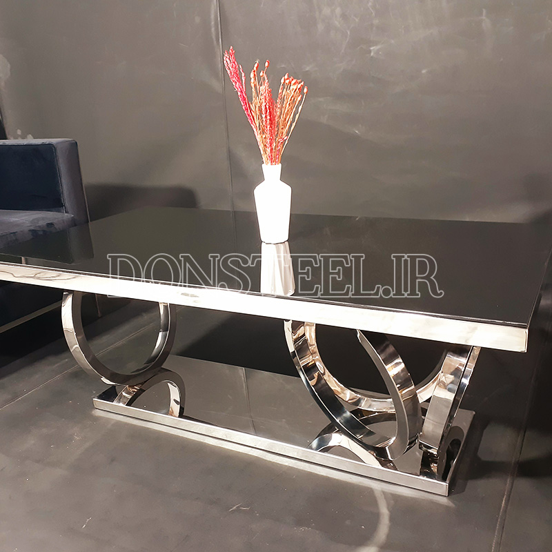 میز جلومبلی استیل مدل چهارحلقه 3 میز جلومبلی استیل مدل چهارحلقه نقرهای 1