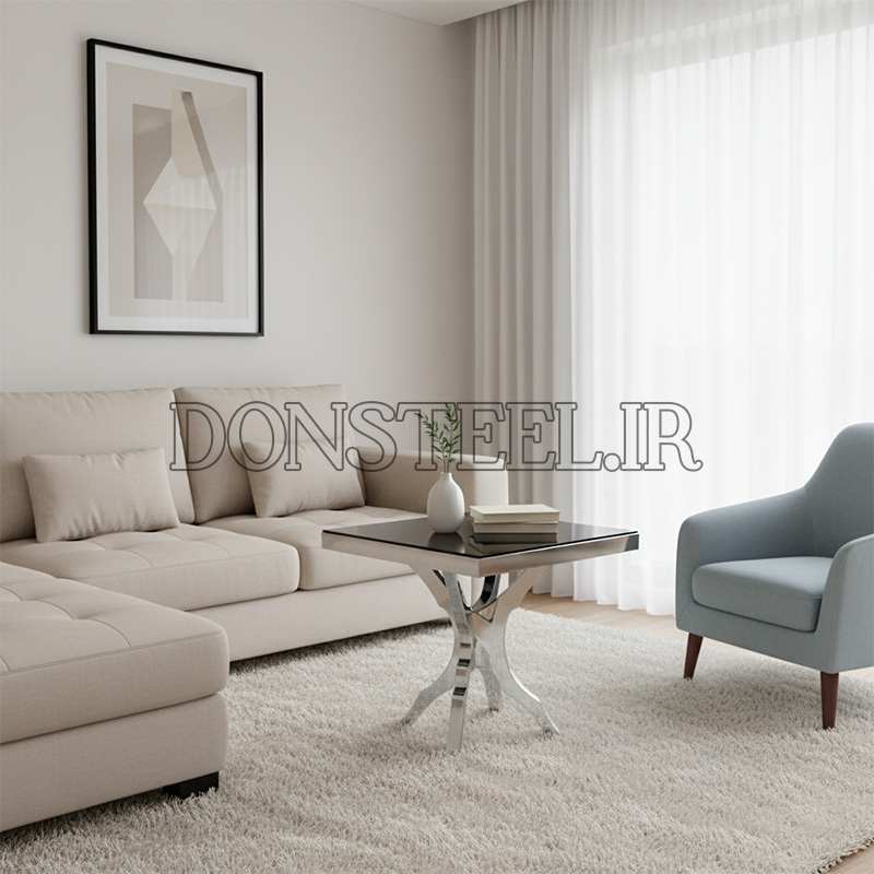 میز عسلی استیل طرح درختی 1 میز عسلی استیل طرح درختی نقرهای