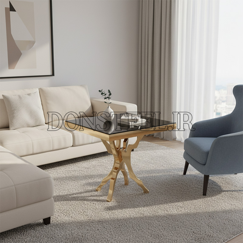 میز عسلی استیل طرح درختی 2 میز عسلی استیل طرح درختی طلایی