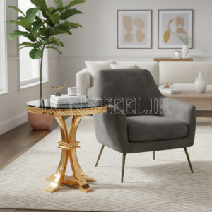 میز عسلی استیل مدل ایفل طلایی
