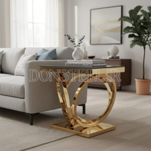 میز عسلی استیل مدل چهارحلقه طلایی