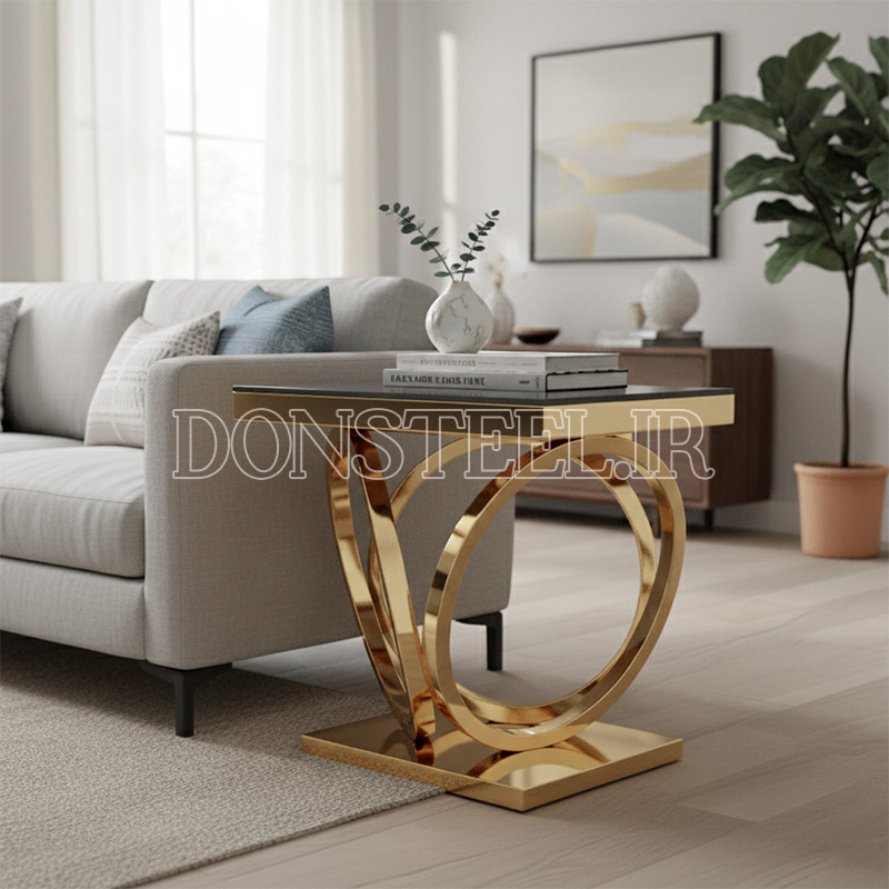 میز عسلی استیل مدل چهارحلقه 11 میز عسلی استیل مدل چهارحلقه طلایی