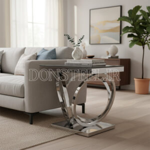 میز عسلی استیل مدل چهارحلقه نقرهای 1