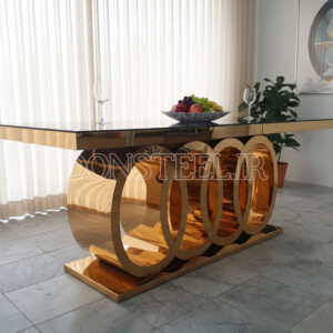 میز ناهارخوری استیل مدل آئودی طلایی (1)