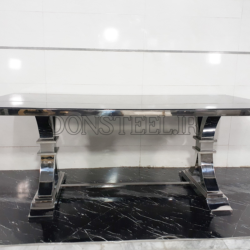 میز ناهارخوری استیل مدل ایفل 4 میز ناهارخوری استیل مدل ایفل نقرهای 2