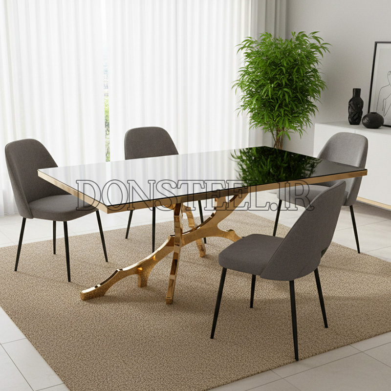 میز ناهارخوری استیل مدل درختی 1 میز ناهارخوری استیل مدل درختی طلایی