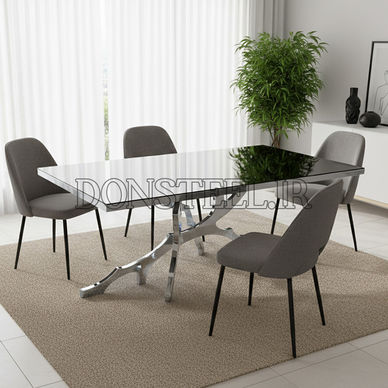 میز ناهارخوری استیل مدل درختی 2 میز ناهارخوری استیل مدل درختی نقرهای