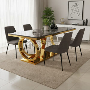 میز ناهارخوری استیل مدل چهارحلقه طلایی