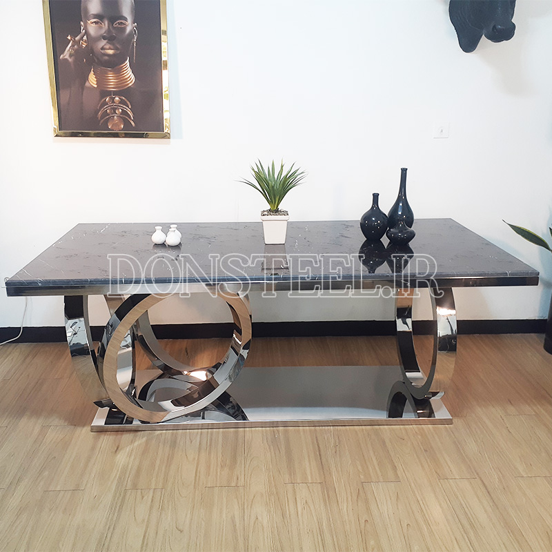 میز ناهارخوری استیل مدل چهارحلقه 3 میز ناهارخوری استیل مدل چهارحلقه نقرهای 2