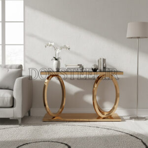 میز کنسول استیل مدل چهارحلقه طلایی