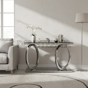 میز کنسول استیل مدل چهارحلقه نقره‌ای 1