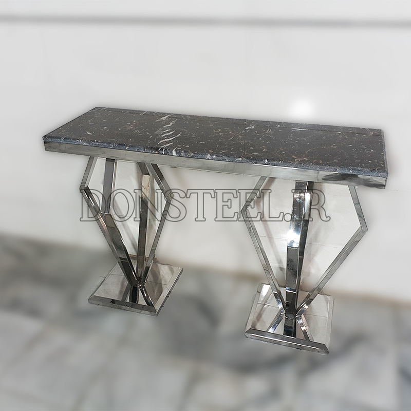 کنسول استیل مدل الماس دو پایه 4 کنسول استیل مدل الماس دو پایه نقرهای 3